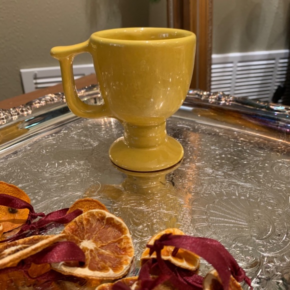 Frankoma 30B Sunshine Yellow Scalloped Bowl And Pedestal C13 Mug - Picture 5 of 11
